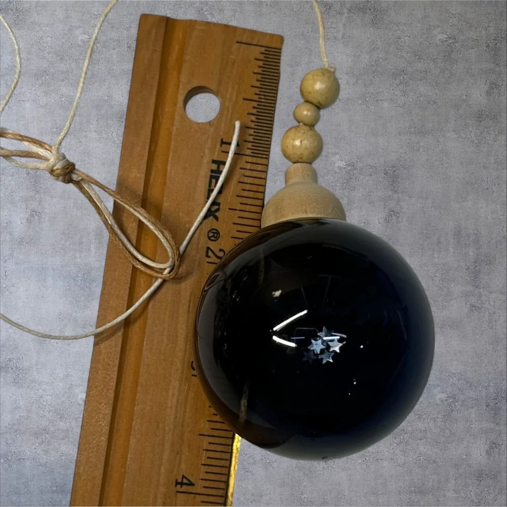 Pier 1 Imports Christmas Ornaments Navy Blue Star Spheres & Amber Drops 10pc Lot